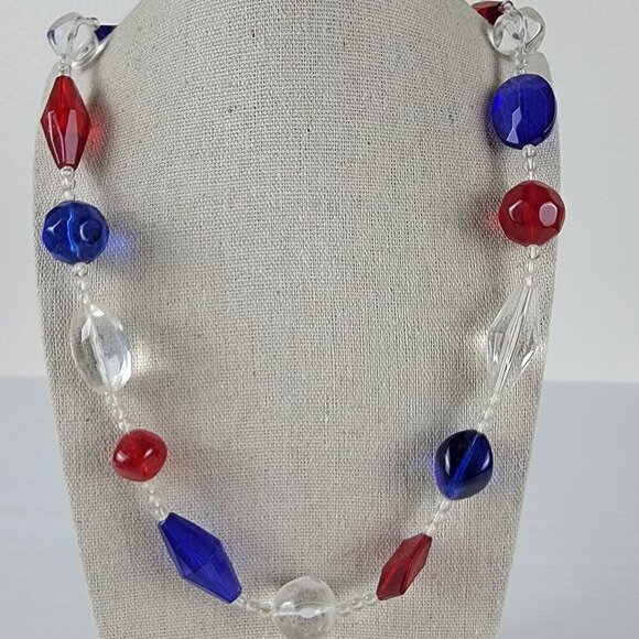 Trifari Jewelry - Vintage Trifary TM Necklace 29 Inch Red White And Blue Patriotic 4th of July
